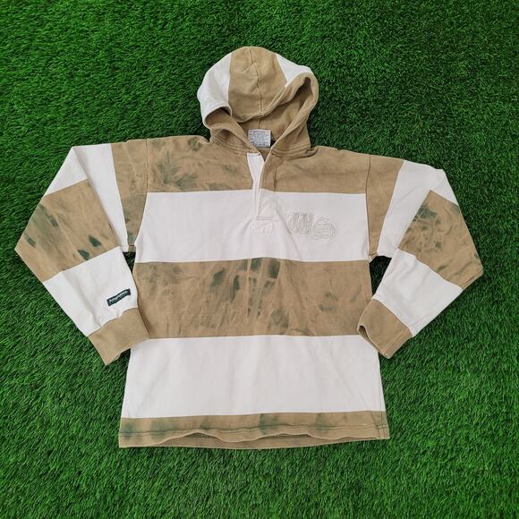 Barbarian Rugby Striped Hoodie S/M 21x25 Baggy Cropped - Picture 1 of 15